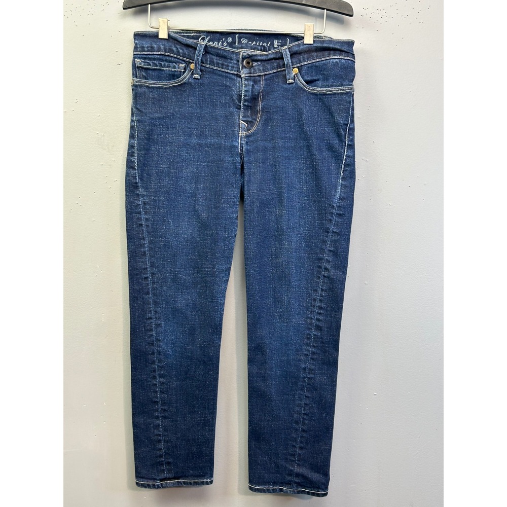 Levi's‎ Jeans Women 27 Blue Capital E Twisted Crop Low Skinny Dark Wash USA Made